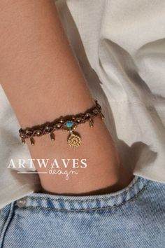 Personalized Macrame, Bracelets Tutorial, Gift Idea For Women, Brass Ornaments, Pearl Bracelets, Glass Beads Jewelry, Waterproof Jewelry, Macrame Bracelet, Minimalist Bracelet