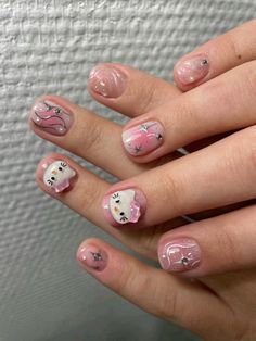 Kitty Nails Design, Pompompurin Nails, Junk Nails, Kitty Nails, Diy Lip Gloss, Grunge Nails, Studded Nails, Glow Nails