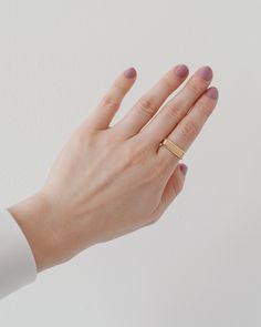 A rectangle, flat-top band for a graphic, but minimal, statement. 20mm x 6mm faceted face. Available in Solid Sterling Silver, 14k Gold Vermeil and Solid 14k. Modern Stackable Rings With Thick Band For Gift, Modern Stackable Rings With Thick Band As Gift, Modern Thick Band Stackable Rings As Gift, Modern Wide Band Rings For Everyday Wear, Modern Stackable Wide Band Promise Ring, Modern Everyday Initial Ring With Round Band, Modern Wide Band Ring For Everyday, Modern Wide Band Engraved Promise Ring, Modern Engraved Ring, Tarnish Resistant For Everyday