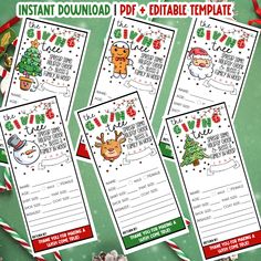 printable christmas wish list with reindeers and candy canes