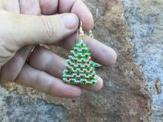 Christmas Tree Beaded Earrings - Etsy Christmas Beaded Round Earrings, Handmade Beaded Earrings For Holiday, Handmade Round Beaded Earrings For Holiday, Handmade Holiday Beaded Earrings With Round Beads, Christmas Tree Beads, Delica Beads, Holiday Deals, Beaded Earrings, Bead Work