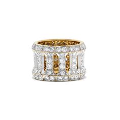 Cartier Diamond and Yellow Gold Ring Cartier Boutique, Cartier Diamond, Crossover Diamond Ring, Retro Band, Cartier Love Ring, Eternity Rings, Pave Diamond Ring, Enamel Ring, Wide Band Rings