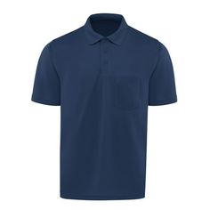 The superior color retention on this short sleeve work polo will outstand any job. You can work with confidence that your uniform is up to the task and will withstand stains or wear and tear. The tagless label and straight bottom hem make this top comfortable and its left front pocket is perfect for tools of the trade. Choose the perfect shade from our classic color palette. Size: 3XL.  Color: Blue.  Gender: male.  Age Group: adult. Navy Short Sleeve Polo Shirt For Work, Navy Collared Moisture-wicking Polo Shirt, Navy Moisture-wicking Collared Polo Shirt, Navy Collared Polo Shirt With Moisture-wicking, Blue Short Sleeve Polo Shirt For Workwear, Blue Short Sleeve Polo Shirt For Work, Collared Solid Color Polo Shirt With Pockets, Moisture-wicking Solid Polo Shirt With Short Sleeves, Blue Moisture-wicking Short Sleeve Polo Shirt