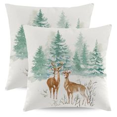 two deer pillow cases sitting next to each other