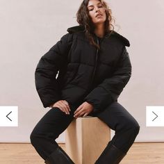 Super Cute Black Coat I Just Bought The Wrong Size!! Large But Fits Oversized! Urban Outfitters Lights, Urban Outfitters Jacket, Black Puffer Coat, Cropped Puffer Jacket, Suede Coat, White Coat, Black Puffer, Black Crop, Puffer Coat