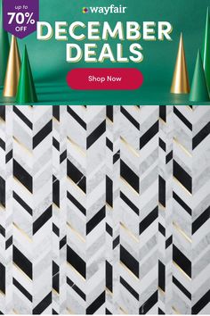 an ad for wayfair's december sale with gold and black geometric design