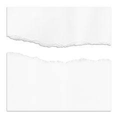 two pieces of white paper with torn edges