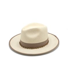 "Cracked bricks in the Southwest sun" --Natural Toquilla Fedora--Japanese Band and Edge binding Kenyan Paper Beads Cotton Sweatband Brim Width: 3.25" Crown Height: 5" Handmade Elegant Hat Bands For The Beach, Handmade Elegant Hat Bands For Beach, Elegant Handmade Hat Bands For Beach, Elegant Handmade Panama Hat For Vacation, White Handmade Adjustable Panama Hat, Elegant Adjustable Handwoven Panama Hat, Handmade White Toquilla Straw Hat, Artisan White Panama Hat For Vacation, Adjustable Beige Hat Bands For Formal Occasions