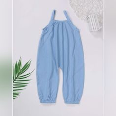 Nwt Toddler Girl Blue Sleeveless, Round Neckline, Lightweight, Breathable Summer Romper, Jumpsuit,One Piece. Size 120 (4-5) 95% Cotton 5% Spandex Playful Blue Cotton Jumpsuits And Rompers, Blue Cotton Playful Jumpsuits And Rompers, Sleeveless Cotton Jumpsuits And Rompers For Playtime, Cute Solid Color Jumpsuits And Rompers For Playwear, Spring Blue Jumpsuits And Rompers For Playwear, Casual Solid Color Jumpsuits And Rompers For Playwear, Blue Jumpsuits And Rompers For Summer Playtime, Blue Cotton Jumpsuits And Rompers For Playwear, Cotton Sleeveless Jumpsuits And Rompers For Playwear