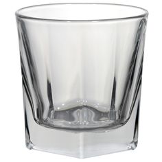 an empty glass is shown on a white background