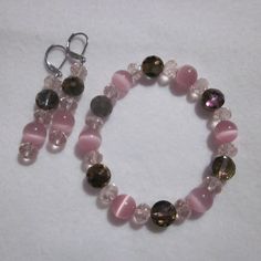 Handmade With Glass Beads. Silver Tone, Nickel Free Ear Wire. This Bracelet Is Stretch. Nwot. Marble Beads Bracelet, Pink Czech Glass Bracelet, Mha Bracelet, Making Aesthetic, Band Bracelets, Kandi Ideas, Bracelet Inspiration, Bracelet And Earring Set, Beaded Jewelry Bracelets