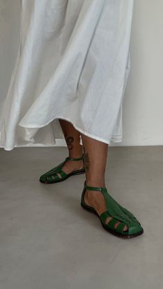 Ida Green Leather Fisherman Sandals – Mafalda Leather Fisherman Sandals, Prada Green, Fisherman Sandals, Mary Jane Flats, Leather Mary Janes, Green Leather, Smooth Leather, Mary Janes, Brazil