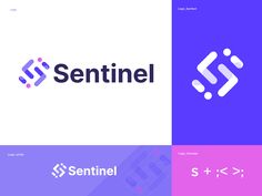 the logos for sentine and s + k are shown in three different colors, including purple