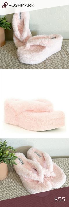 Gianni Bini Carnation Pink Plushie Faux Fur Thong Wedges Pink Plushie, Carnation Pink, Shoes Bride, Pink Wedges, Wedding Shoes Bride, Pink Faux Fur, Gianni Bini Shoes, Gianni Bini, Wedding Shoes