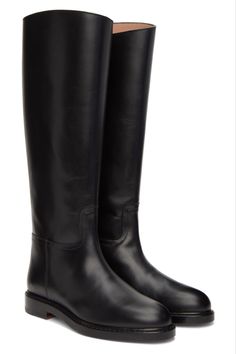 Classic Black Calf Leather Knee-high Boots, Classic Leather Mid-calf Boots For Business, Classic Calf Leather Knee-high Boots With Leather Sole, Luxury Calf Leather Knee-high Boots With Round Toe, Classic Knee-high Boots With Calf Leather, Classic Mid-calf Boots With Reinforced Heel In Calf Leather, Classic Leather Mid-calf Boots With Round Toe, Classic Mid-calf Boots With Round Toe In Calf Leather, Calf Leather Knee-high Boots With Leather Lining