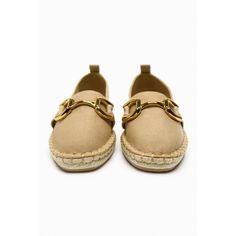 Flat Espadrille Shoe In Fabric. Metallic Ornament Detail On The Front. Round Toe Finish. Rear Shooter Sole Height: 3 Cm. Brown Espadrilles, White Espadrilles, Blue Espadrilles, Platform Espadrille Sandals, Lace Up Espadrilles, Women's Espadrilles, Suede Leather Shoes, Slip On Espadrilles, Zara Leather