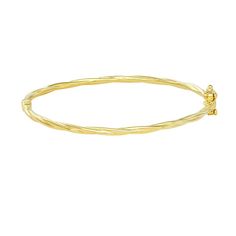 This adorable 14k gold over sterling silver bracelet is the perfect piece to start your little girl's jewelry collection. This adorable 14k gold over sterling silver bracelet is the perfect piece to start your little girl's jewelry collection. Length: 5 in. Metal: sterling silver Plating: 14k gold Finish: polished Packaging: boxed Please note, due to the high value of this item, a signature may be required upon delivery. Size: One Size. Color: Yellow. Gender: female. Age Group: kids. Hypoallergenic Yellow Gold Bangle Bracelet, Twisted Bangle, Girls Jewelry, Sterling Silver Bracelet, Bangle Bracelet, Sterling Silver Bracelets, Gold Finish, Bangle Bracelets, Silver Bracelet