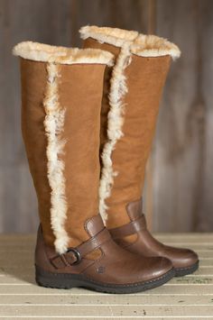 Women's Born Helga Leather Boots with Shearling Lining by Overland Sheepskin Co. (style 57087) Suede Tall Boots, Leather Boots For Women, Outfits For Women Over 50, Born Boots, Tall Winter Boots, High End Shoes, Sheepskin Boots, Cute Boots, Equestrian Outfits