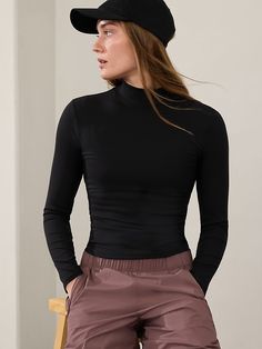 Signature Rib Turtleneck | Athleta Wardrobe Makeover, Work And Travel, Bra Dress, Turtleneck Shirt, Versatile Wardrobe, Ribbed Turtleneck, Dress Accessories, Womens Clothing Tops, Wardrobe Staples