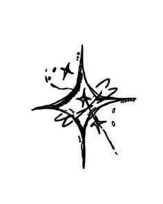 a black and white drawing of a star on a white background with the words,