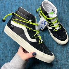 Brand: Nike Style: Anaheim Factory Sk8 Hi Echo Dx Sneakers Color: Black/White/Neon Size: Us Women's 10 Condition: New With Tags, No Box. Inventory: 278622338 Vans Anaheim, Nike Style, Vans Black And White, Shoes Vans, Nike Fashion, Sk8 Hi, Neon Color, Womens Vans, Anaheim