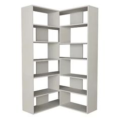 an open bookcase with several shelves on each side