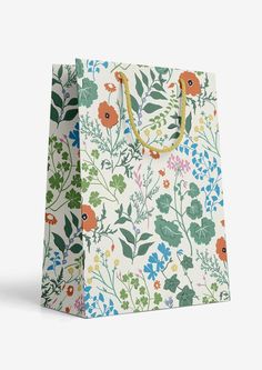 a floral shopping bag on a white background