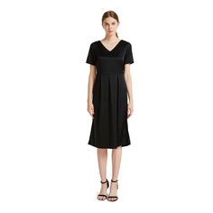 Short Sleeve V-Neck Black Silk Dress made of 100% mulberry silk. LengthShoulderBustWaistHipS106 cm37 cm88 cm70 cm106 cmM108 cm38 cm92 cm74 cm110 cmL110 cm39 cm96 cm78 cm114 cmXL112 cm40 cm100 cm82 cm118 cm Sleek Silk V-neck Dress For Formal Occasions, Silk V-neck Summer Cocktail Dress, Elegant V-neck Satin Cocktail Dress, Summer V-neck Modal Satin Dress, Silk V-neck Dress For Formal Occasions, Silk V-neck Formal Dress, Silk A-line Cocktail Dress, V-neck Modal Satin Midi Dress For Summer, Sleek Viscose Midi Dress For Summer