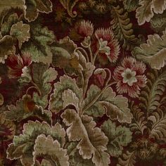 an image of a floral pattern in brown and red colors on fabric or upholster