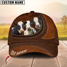 Holstein Happiness Leather Pattern Art Customized Name Cap, Farm Cap, Farmer Baseball Cap, Cow Cap, Cow Gift, Farm Animal Hat Brown Flat Bill Baseball Cap For Gift, Personalized Brown Cap, Adjustable Snapback Hats For Customization, Customizable Brown Baseball Cap, Brown Baseball Cap As A Gift, Gift Flat Bill Baseball Cap One Size, Brown Cap Hat For Gift, Brown Cap Hats As Gift, Brown Cap As Gift