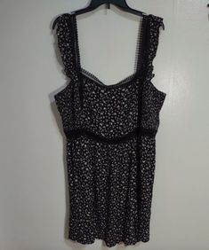 Item:A Beautiful Soul Sz B (2x 18/20) Black Floral Lace Trim Sleeveless Mini Dress Msrp $80 Material: 100% Polyester Features: Pretty Sundress In Black With Floral Pattern. Has Cute Lace Trim, Some Of The Lace Trim Is See-Through. Substantial Feeling, They Did Not Skimp On Fabric! Gorgeous! The Brand "A Beautiful Soul" Is Now Known As "Arula", And Is Part Of The Same Family As "Altar'd State". Flaws: None That I See. Please See The Photos For A Better Idea. Measurements (Measured Flat, In Inches Black Sleeveless Sundress, Black Tank Dress For Spring, Casual Sleeveless Sundress With Lace Trim, Clothing Templates, A Beautiful Soul, Altar'd State, Sleeveless Mini Dress, Beautiful Soul, Floral Lace