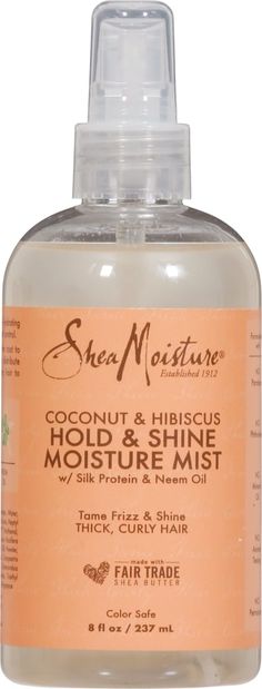 Style your curls in beautifully defined, frizz-free hairstyles with SheaMoisture's Coconut & Hibiscus Hold & Shine Moisture Mist. This gentle styling aid provides a soft hold to your waves and curls while delivering intense moisturization which tames stray flyaways and gives your hair an enviously brilliant shine!SheaMoisture's Coconut & Hibiscus Hold & Shine Moisture mist is gentle enough to be used on dry, sensitive hair. This hold and shine hair mist adds lightweight moisture and shine to cur Curly Hair Frizz Control, Hair Frizz Control, Curly Hair Frizz, Coconut Hibiscus, Moisture Mist, Shine Hair, Shine Spray, Hair Frizz, Frizz Free Hair