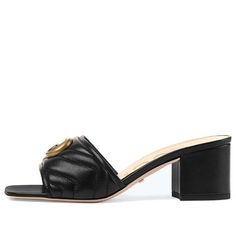 GUCCI G 695202-BKO60-1000 (Women's/Leather) Gucci Slide, Gucci Marmont, Stylish Sneakers, Slide Sandals, Black Sandals, Perfect Pair, Leather Women, Your Perfect, Gucci