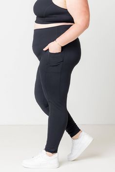 You will love our top-selling SuperHold™ plus size compression leggings with pockets. The high waistband is designed to stay put and flat lock seams prevent chafing. Our signature SuperHold™ compression fabric is sweat-wicking, quick-drying and squat-proof. Our award-winning plus-size fit stays in place all day and moves with you for ultimate comfort. All we do is plus so you can count on us for the best plus size activewear and plus size workout clothes! *NY Times Wirecutter - Best Plus Size Le Functional Black Pants With Wide Waistband, Black Athleisure Leggings For Pregnancy, Black Athleisure Leggings For Maternity, Black Maternity Leggings For Athleisure, Black Maternity Activewear For Workout, Comfort Stretch Black Yoga Pants With Pockets, Black Activewear With Comfort Stretch And Wide Waistband, Black Comfort Stretch Yoga Pants With Pockets, Black Yoga Leggings With Side Pockets