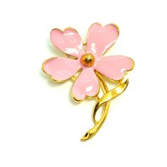 For your consideration,  Vintage - Gerrry's - Gold Tone Pink Flower Pin / Brooch - Estate Jewelry - Gerry Weber  Please see photos for measurements.  Clean, Smoke free home. Elegant Pink Flower Pins, Pink Flower Brooch Pins, Pink Flower Enamel Pin, Pink Enamel Pin Brooch For Wedding, Freya Goddess, Gerry Weber, Flower Pins, Pin Brooch, Pink Flower