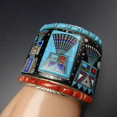 Navajo ERVIN TSOSIE Turquoise Coral MICRO INLAY YEI Cuff BRACELET SterlingSilver | eBay Southwestern Blue Cuff Jewelry, Southwestern Multi-stone Cuff Bracelet, Southwestern Multi-stone Bangle Cuff Bracelet, Southwestern Multi-stone Cuff Bangle Bracelet, Southwestern Blue Cuff Bracelet As Gift, Artisan Blue Bracelets Collectible, Multicolor Inlay Cuff Bracelet Gift, Blue Southwestern Handmade Bangle, Southwestern Multicolor Cuff Bangle