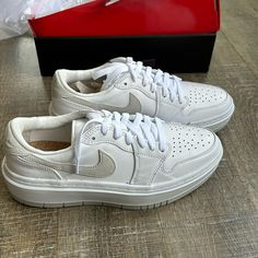 New In Box Women’s Air Jordan’s Elevate Low. White/White/Neutral Gray Nike Air Jordan Elevate Low, Jordan Elevate, White White, White Nikes, Nike Air Jordan, Womens Shoes Sneakers, Air Jordan, Nike Shoes, Nike Women