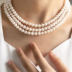 3 Layered Pearl Necklace, Natural Freshwater Pearl Necklace, Elegant Bridal Necklace, Wedding Jewelry, Gift for Her, Gift for Bridal 💌All pearls are genuine freshwater pearls. 💌Each pearl measures 7 to 8mm. 💌Locking clasp is stainless steel. Elegant Three-Layer Pearl Necklace | Timeless Sophistication for Every Occasion 💎✨ Elevate your style with this Elegant Three-Layer Pearl Necklace, a true embodiment of grace and sophistication. Crafted from luminous natural freshwater pearls, this layer Layered Pearl Necklace, Necklace Elegant, Necklace Clasps, Pearl Design, Necklace Wedding, Freshwater Pearl Necklace, Three Layer, Freshwater Pearl Necklaces, Bridal Necklace