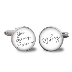 "❤️ BEST GIFT EVER ❤️ GROOM Cufflinks - Custom handwriting Cuff Links - Wedding Cufflinks - groom Cuff Links - custom cufflinks- gift for Groom on wedding day He will LOVE this beautiful pair of cuff links with YOUR handwritten note one each one. Such a fun and unique gift! cufflinks are approximately 20mm in diameter (3/4 inch).  *PLEASE SEND US YOUR PHOTO of your handwritten message How to order: 1. Purchase this listing and choose the finish of your cufflinks the from the drop down menu  2. P Personalized Cufflinks For Wedding And Father's Day, Wedding Cufflinks With Engraving Option, Wedding Engraved Cufflinks For Father's Day, Personalized Classic Cufflinks For Wedding, Personalized Classic Wedding Cufflinks, Classic Personalized Wedding Cufflinks, Adjustable Round Cufflinks For Wedding, Personalized Round Cufflinks For Wedding, Personalized Silver Cufflinks For Wedding