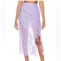 Song Of Style Saskia Skirt. Partially Lined. Hidden Side Zipper. Lightweight Chiffon Fabric. Ruffle Trim. Lilac Wrap Skirt, Lavender Mesh Skirt, Purples Skirts, Aimee Song, Color Lavanda, Song Of Style, Style Rock, Purple Skirt, Violet Purple