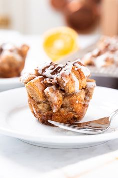 a muffin is sitting on top of some ice