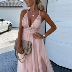 Elegant Chic Solid Party Maxi Dress Women Sexy Deep V-neck Fashion Lace Patchwork Mesh Long Dresses Ladies Backless Cross Dress The Day We Met, Off Shoulder Long Dress, Slip Maxi Dress, Long Dresses Elegant, Backless Maxi Dress, Tulle Sleeves, Neck Bodycon Dress, Backless Maxi Dresses, Quality Dresses