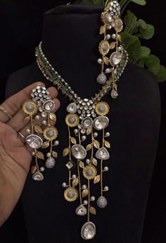 Gorgeous Punjabi 22k white gold plated Gold Necklace. Perfect Indian Jewelry for weddings and ceremonies Earring/length: 4.5 inches approx  Pair it with your favorite sari Punjabi suits and Lehengas and evening gowns High quality and craftsmanship. If you have any questions, please contact us. Luxury Yellow Gold Bridal Necklace For Party, Traditional White Gold Bridal Necklace For Wedding, Luxury Kundan Chandbali Jewelry, White Designer Jewelry With 17 Jewels, Designer White Jewelry With 17 Jewels, Traditional White Gold Bridal Necklace Hand Set, Traditional White Gold Bridal Necklace With Hand Set, Intricate Dangle Jewelry For Reception, Reception Dangle Jewelry With Intricate Design