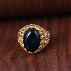 "Men's Ring, Black Obsidian Ring, Gold Brass Ring, Gemstone Ring, Wide Ring, Black Ring, Dainty Ring, Minimalist, Boho Ring, Handmade Jewelry Size:- All Size Available In Variation Metal:- Brass Stone:- Black Obsidian IMPORTANT NOTE....👇 1 product free gift on purchase of products. You can choose the free gift as your wish. Take a screenshot of the free gift you like from my shop and send me a photo in personal message. MUST READ....👇 5 stars is my shop's priority. So contact me before leaving Adjustable Black Engraved Round Ring, Minimalist Black Engraved Ring, Adjustable Engraved Black Ring, Adjustable Gold Onyx Ring, Obsidian Signet Ring, Gold Obsidian, Gold Spiritual Obsidian Jewelry, Black Obsidian Jewelry, Mens Black Ring