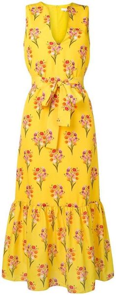 Borgo De Nor floral print dress Yellow Floral Print Dress, Borgo De Nor, Dress Yellow, Ladies Dress Design, Yellow Dress, Floral Print Dress