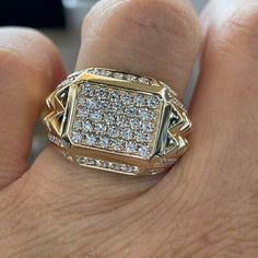 1.50Ct Real Moissanite Men's Engagement Pinky Ring 14K Yellow Gold Plated Silver Gia Certified Rectangular Gold Diamond Ring, Pinky Finger, Mens Pinky Ring, Oval Moissanite Ring, Stackable Diamond Rings, Gold Stock, Stylish Man, Mens Engagement, Wedding Engagement Ring