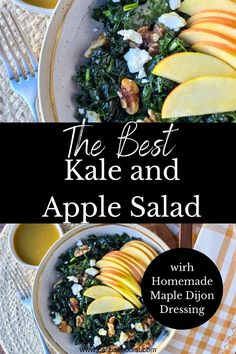 This is the best kale and apple salad, a healthy kale salad recipe with a delicious maple dijon dressing. This kale and apple salad is a healthy and delicious salad for fall and winter. With an easy homemade dressing this kale and apple salad with maple dijon vinagrette is perfect as a light lunch, as part of dinner or even as part of a holiday meal. The best kale and apple salad recipe. www.casualfoodist.com