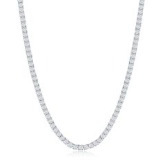 PRICES MAY VARY. Tennis Necklaces for Women & Men: Wear a shimmering tennis necklace with casual or dressy outfits for that final, elegant touch. This choker necklace for women and men is the perfect accessory to complete your ensemble. Cubic Zirconia Necklace: This statement necklace glitters with a single row of 3mm round cubic zirconia, set in finely crafted 4-prong baskets. Silver Chain Necklace, 15”-20”: This silver chain necklace for women and men is available in 15"-20" length to ensure a Womens Diamond Necklace, Silver Choker Necklace, Tennis Chain, Cubic Zirconia Necklace, Pendant Watches, Sparkle Jewelry, Tennis Necklace, Chain Choker Necklace, Silver Chain Necklace