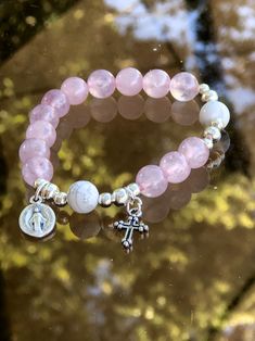 Adjustable White Rose Quartz Jewelry, Adjustable Pink Cross-shaped Jewelry, White Cross Bracelet Spiritual Style, White Adjustable Cross-shaped Jewelry, White Rose Quartz Jewelry For Jewelry Making, Adjustable Pink Cross Bracelet, Pink Cross Bracelet For Gift, Pink Cross Bracelet For Gifts, Pink Adjustable Cross-shaped Bracelets