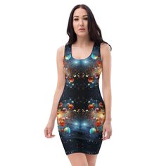 Affichez-vous de la mode et soyez fabuleuse en été ou à tout moment dans cette tenue moulante/minirobe ajustée et sans manches pour femme avec un design unique de galaxie et d'orbes cosmiques ! Idéal pour une soirée ou une danse clubwear ! * 82 % polyester, 18 % élasthanne * Poids du tissu : 6,78 oz/yd² (230 g/m le poids peut varier de 5 % * Fabriqué avec du fil de microfibre lisse et confortable * Le matériau est extensible dans quatre directions Reportez-vous au tableau des tailles ci-dessus d Bodycon Mini Dress Outfit, Mini Dress Outfits, Mini Robes, Dance Party, Dress Outfit, Mini Dresses, Bodycon Mini Dress, Dress Clothes For Women, Spandex Fabric